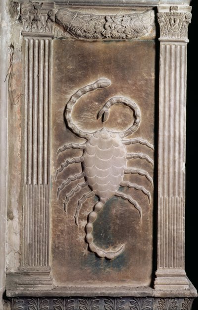 Scorpio represented by the scorpion, from a series of reliefs depicting planetary symbols and signs of the zodiac, c.1450 by Agostino di Duccio